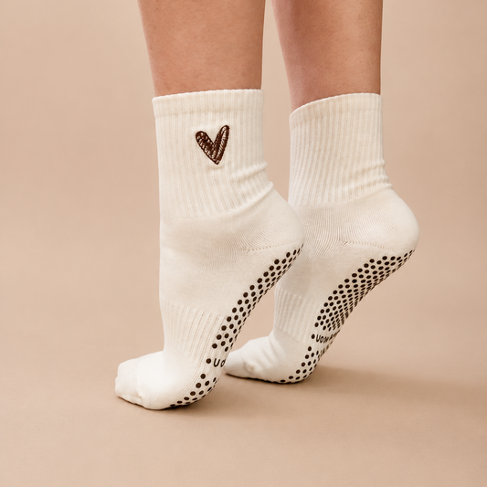 Espresso Amour Quarter Crew Inside Out Grip Sock