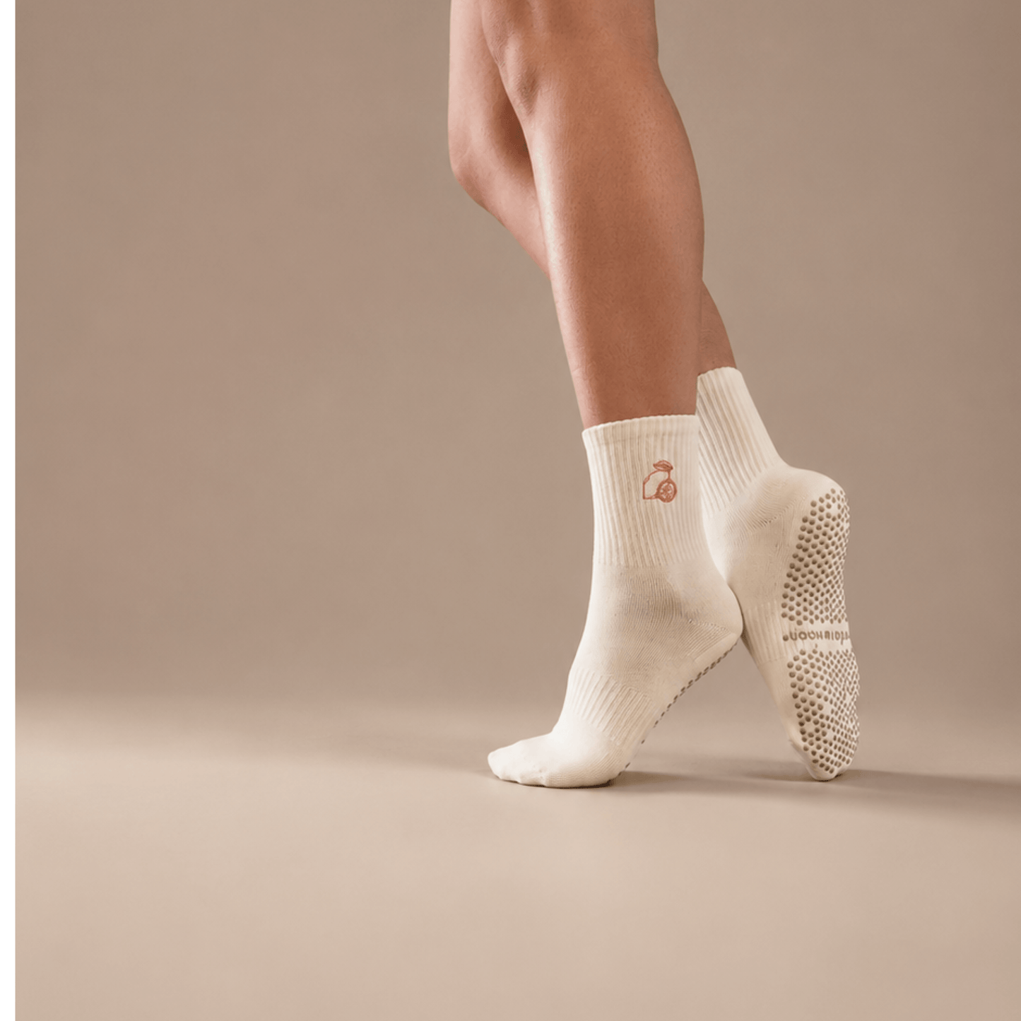 Limone Quarter Crew Inside Out Grip Sock