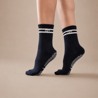 Soft Charcoal Quarter Crew Inside Out Grip Sock