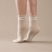 Taupe Quarter Crew Inside Out Grip Sock