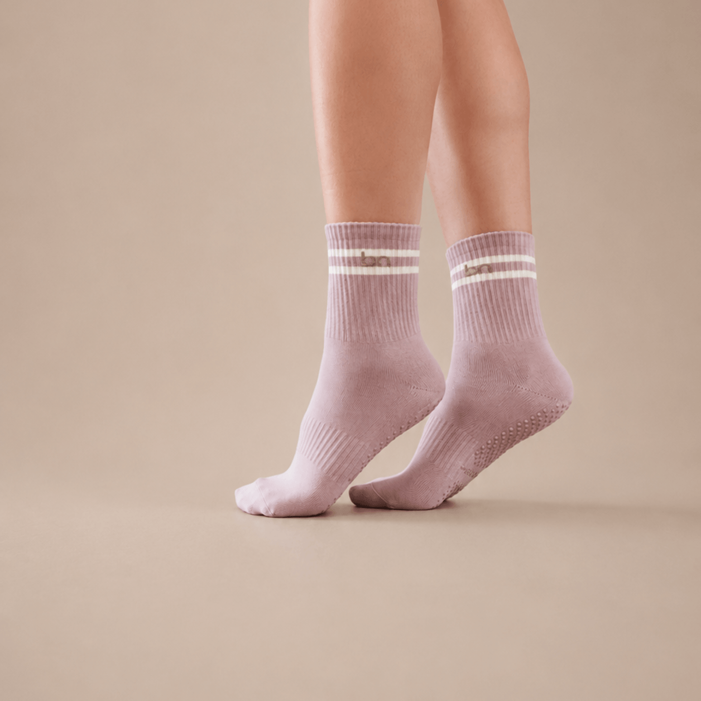 Blush Quarter Crew Inside Out Grip Sock
