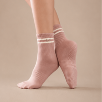 Blush Quarter Crew Inside Out Grip Sock