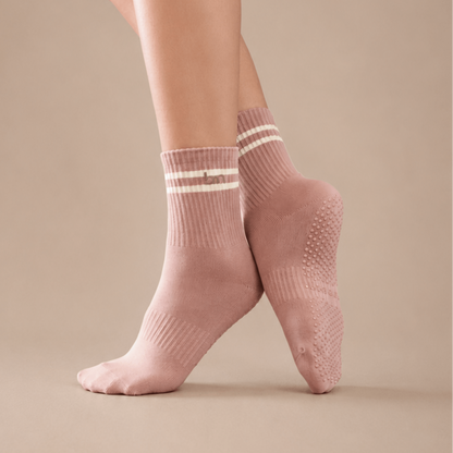 Blush Quarter Crew Inside Out Grip Sock