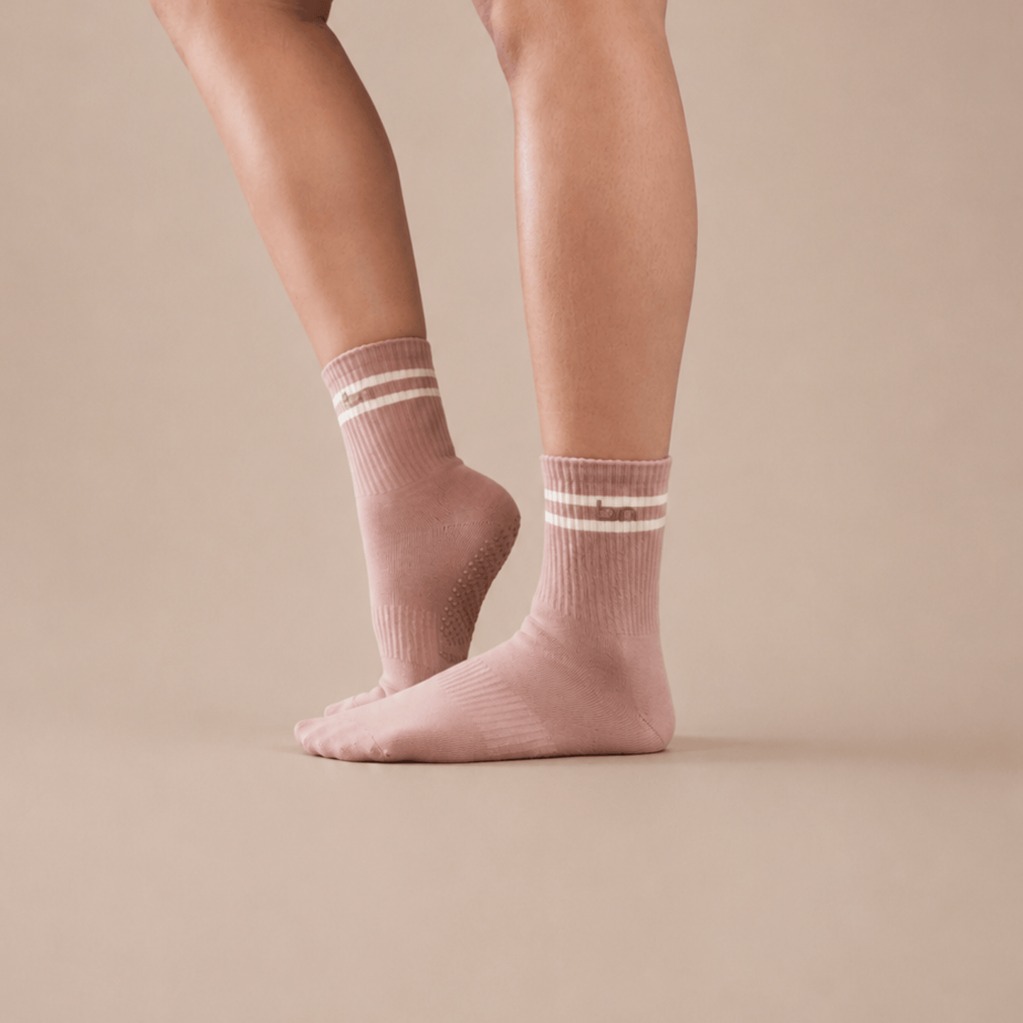Blush Quarter Crew Inside Out Grip Sock
