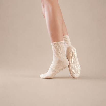 Blushing Hearts Quarter Crew Inside Out Grip Sock