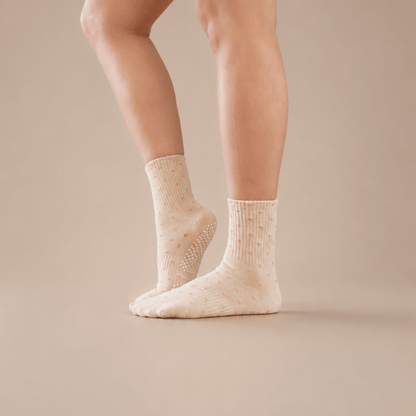 Blushing Hearts Quarter Crew Inside Out Grip Sock